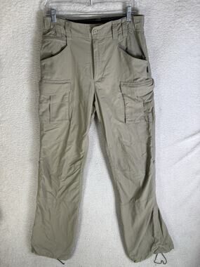 Berghaus Cargo Pants Mens 32x32 Beige Stretch Waist Outdoor Hiking Roll Up Nylon